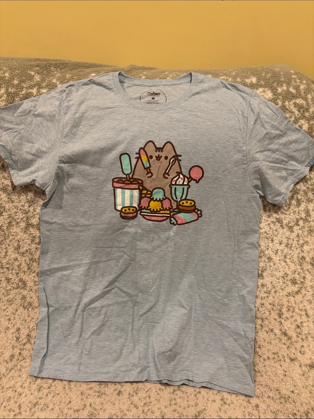 Pusheen The Cat Pastel Blue Ice Cream Party Tunic Tshirt or PJ Tee NWT Size XL